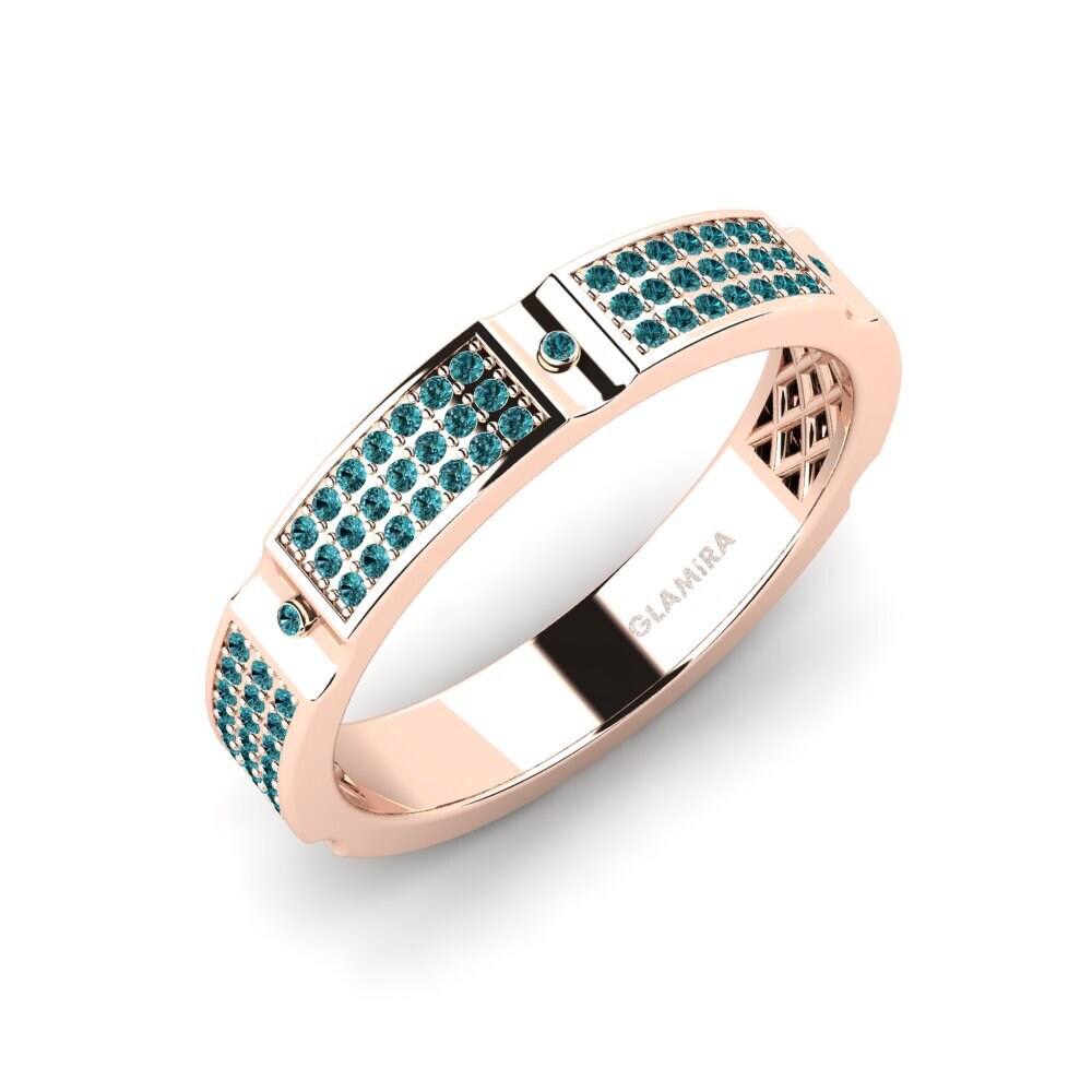 Oro Rosso 585 Diamante Blu Anello da uomo Komala