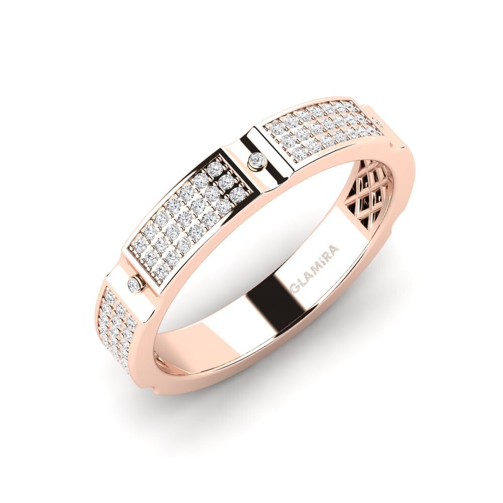 Oro Rosso 375 Zaffiro Bianco Anello da uomo Komala