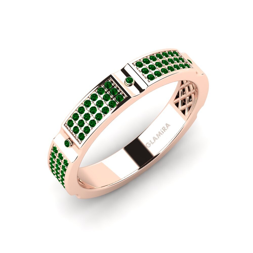 Oro Rosso 585 Zircone Verde Anello da uomo Komala