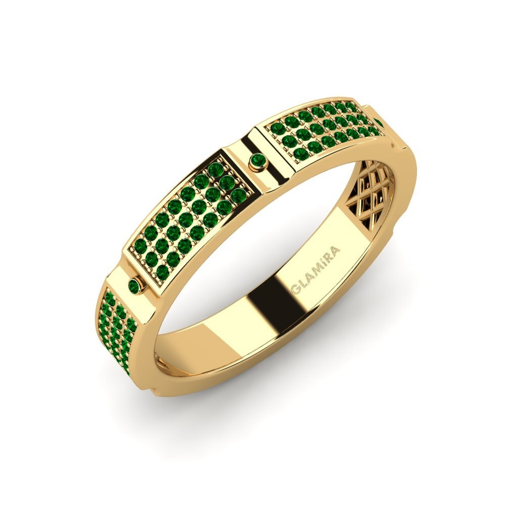 Oro Giallo 750 Zircone Verde Anello da uomo Komala