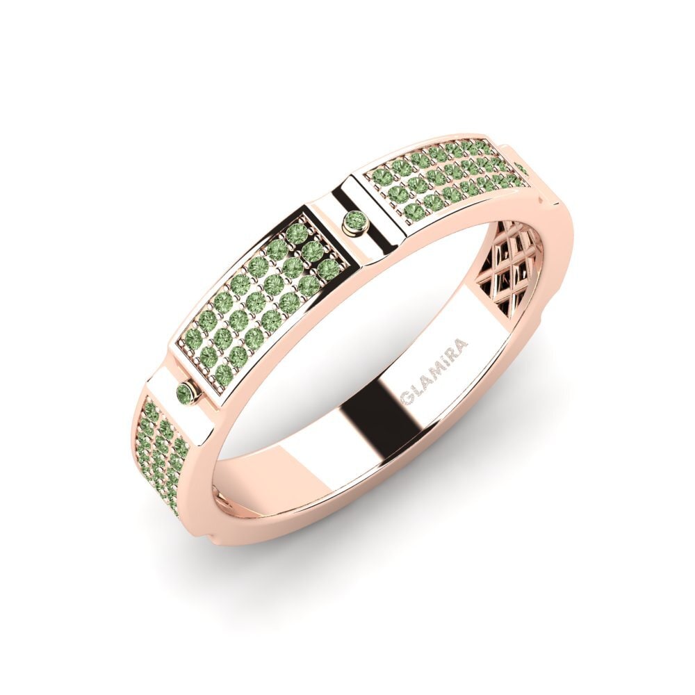 Oro Rosso 375 Diamante Verde Anello da uomo Komala
