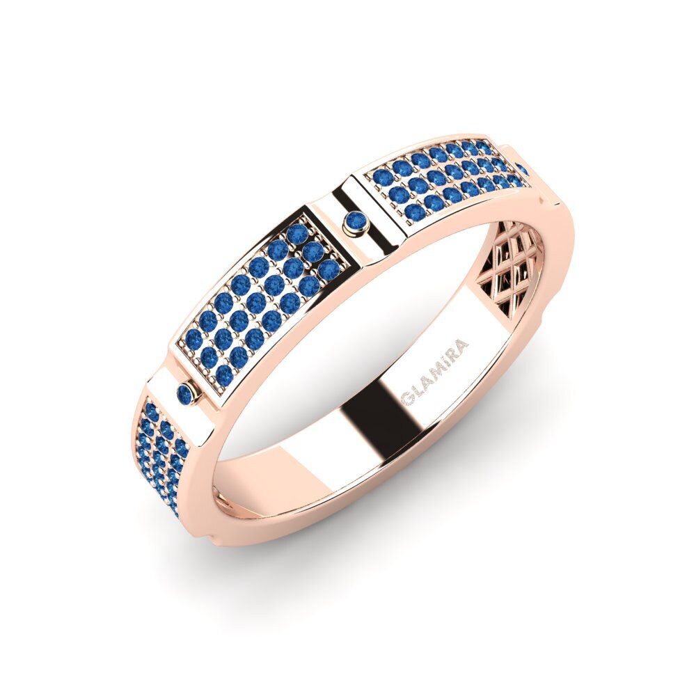 14K Rood Goud Donker Blauwe Zirkoon Heren ring Komala