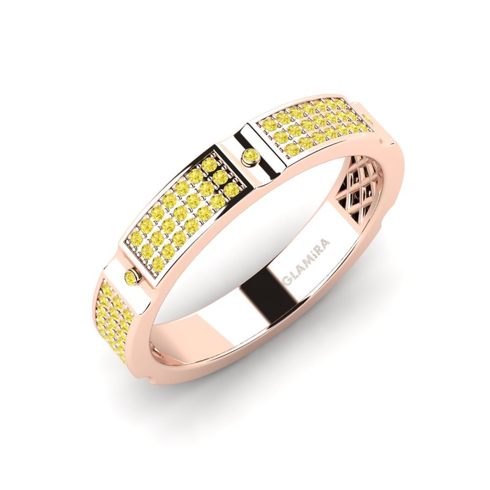 Oro Rosso 585 Zaffiro Giallo Anello da uomo Komala