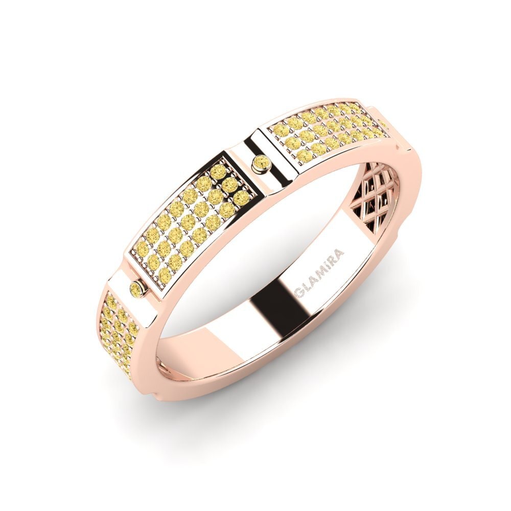Oro Rosso 750 Diamante Giallo Anello da uomo Komala