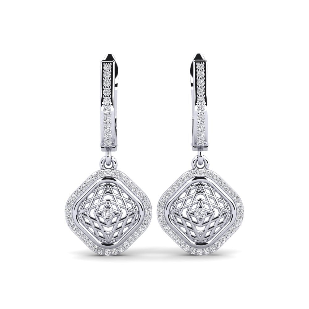 Boucles D'oreilles Or 18k Avec Diamants 1.3 Carats - Puces Occasion Rénovées - Bijou