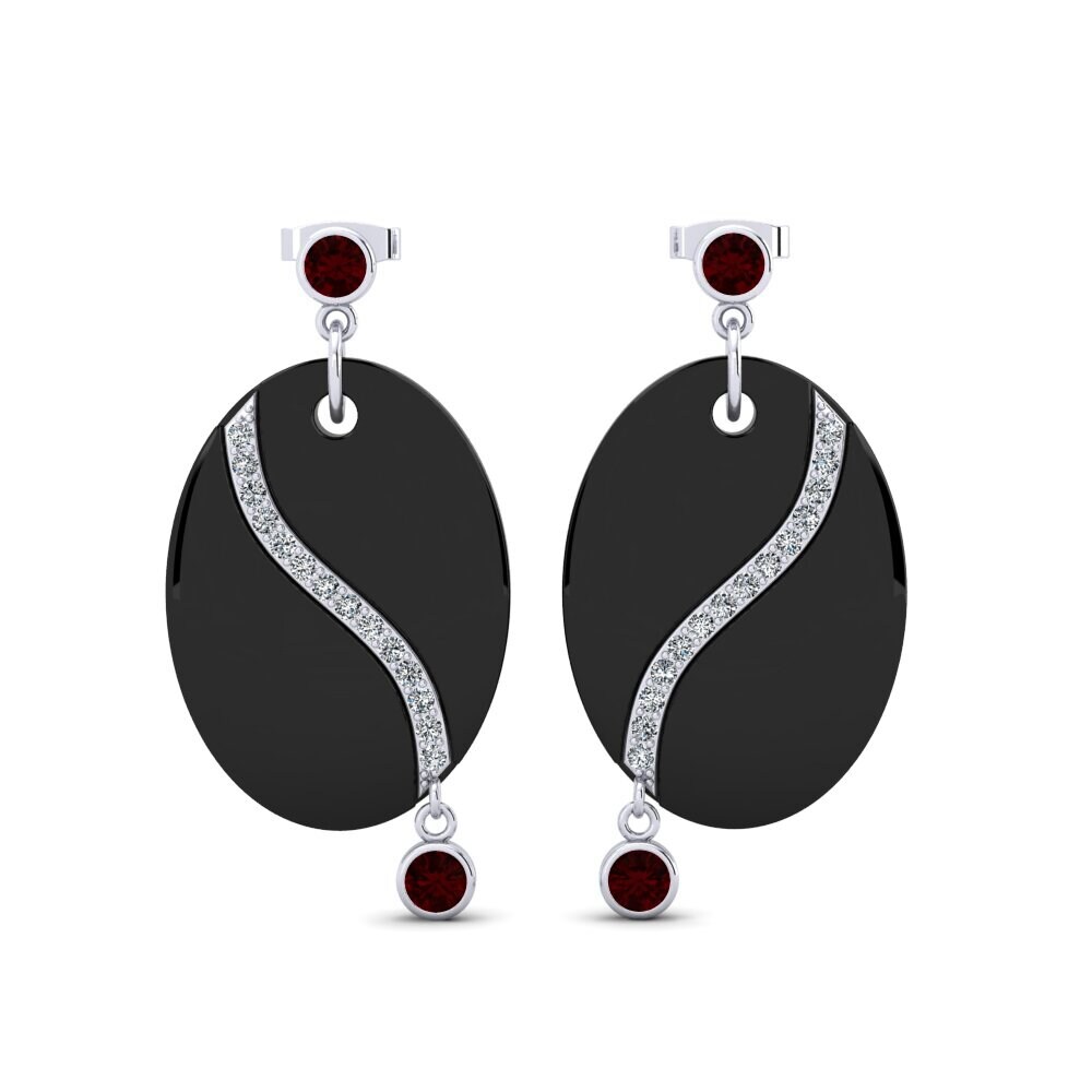 18ct White Gold Garnet Women's Earring Konopka