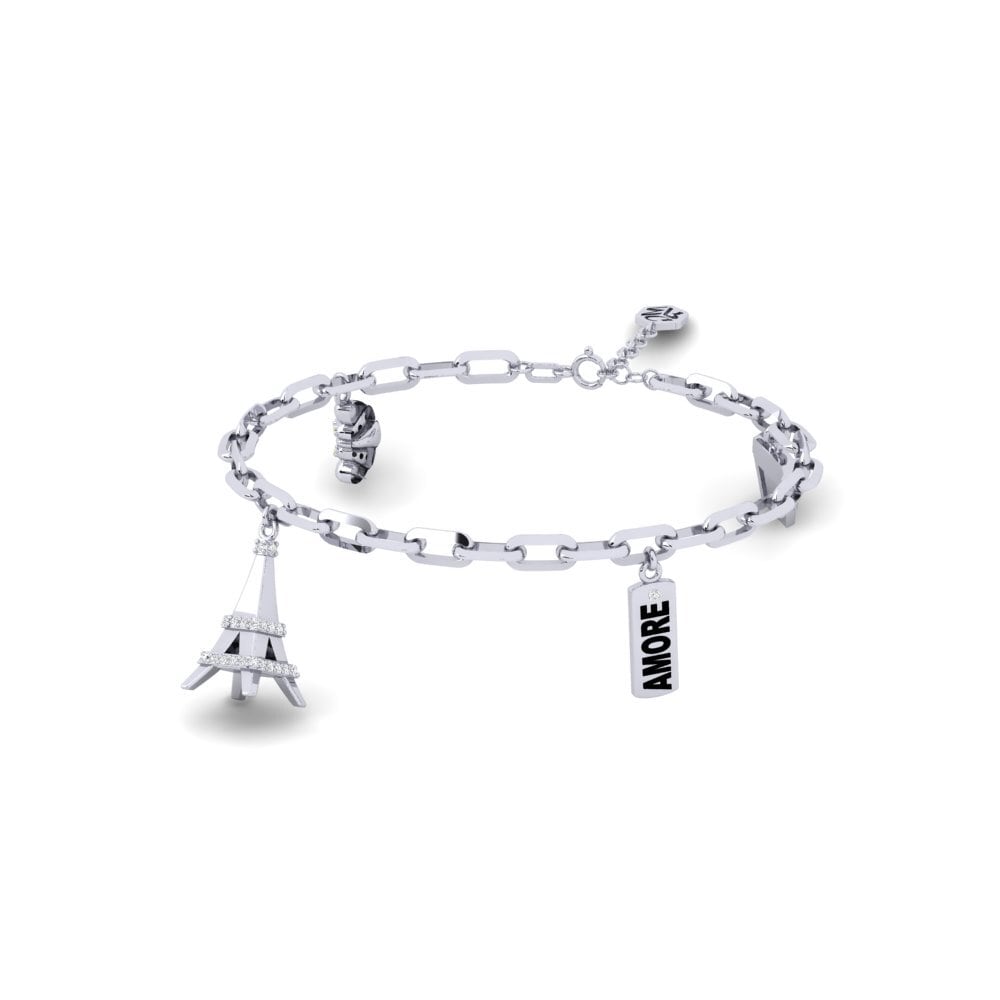 White Silver Yellow Sapphire Paperclip Bracelet Kontan