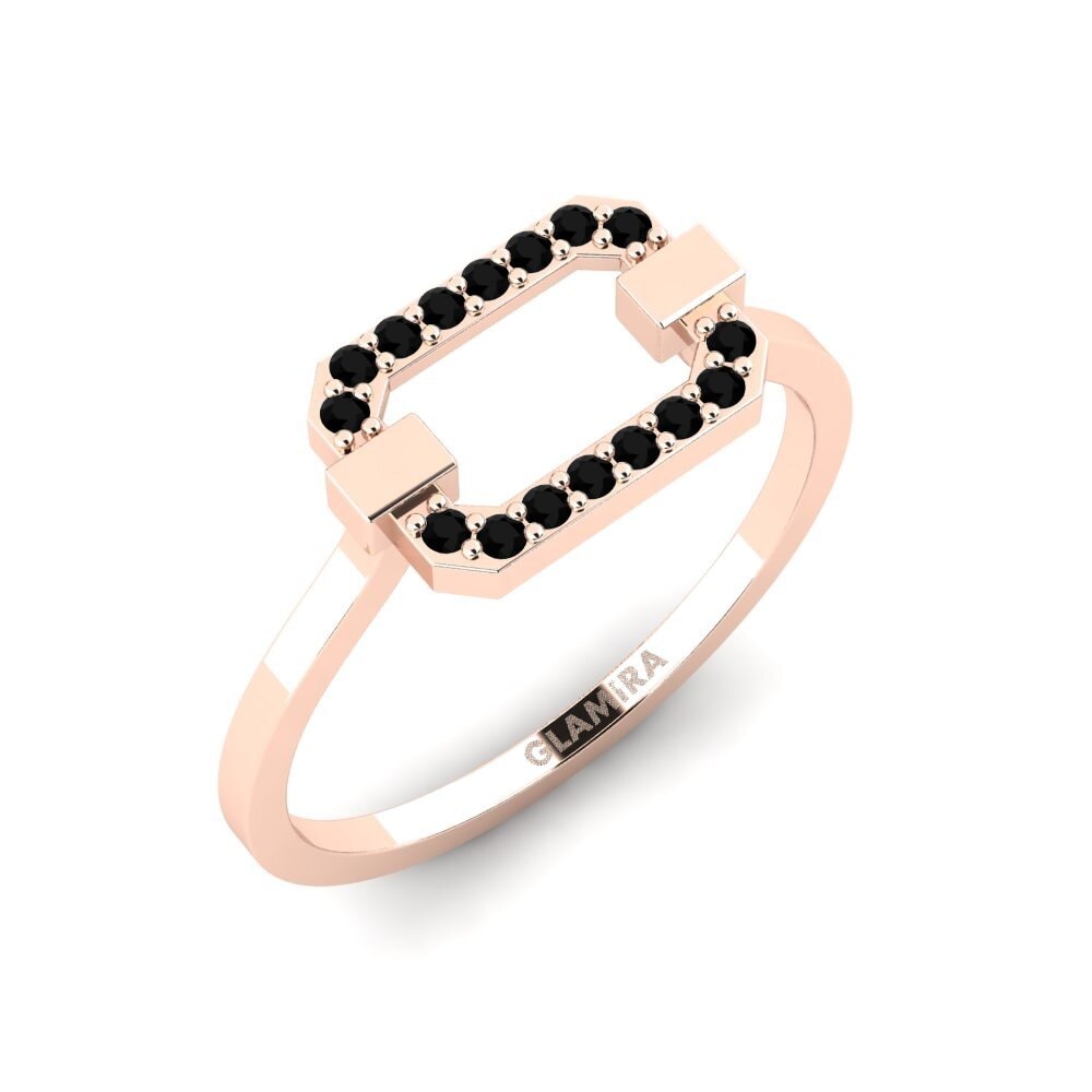 14k Oro Rosa Ónix Negro Anillo apilable Koos