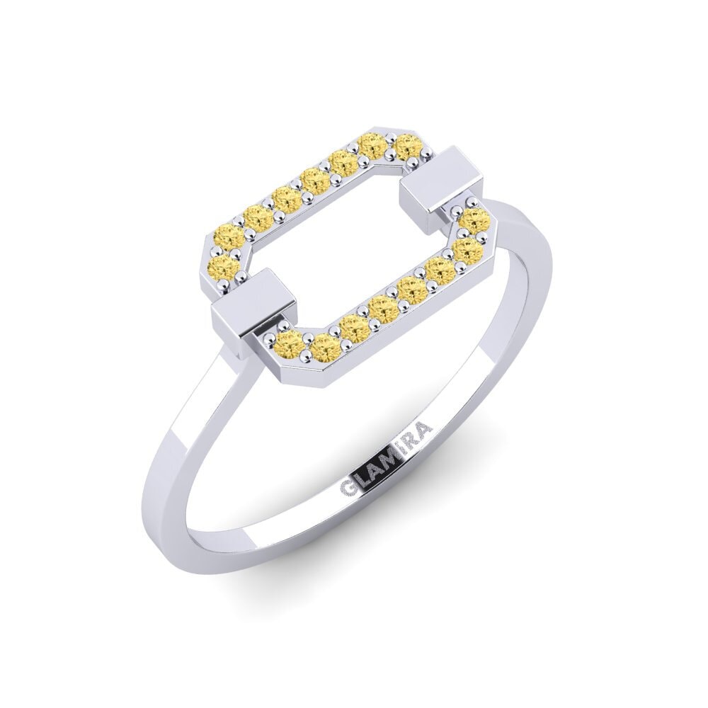 Plata 925 Diamante Amarillo Anillo apilable Koos