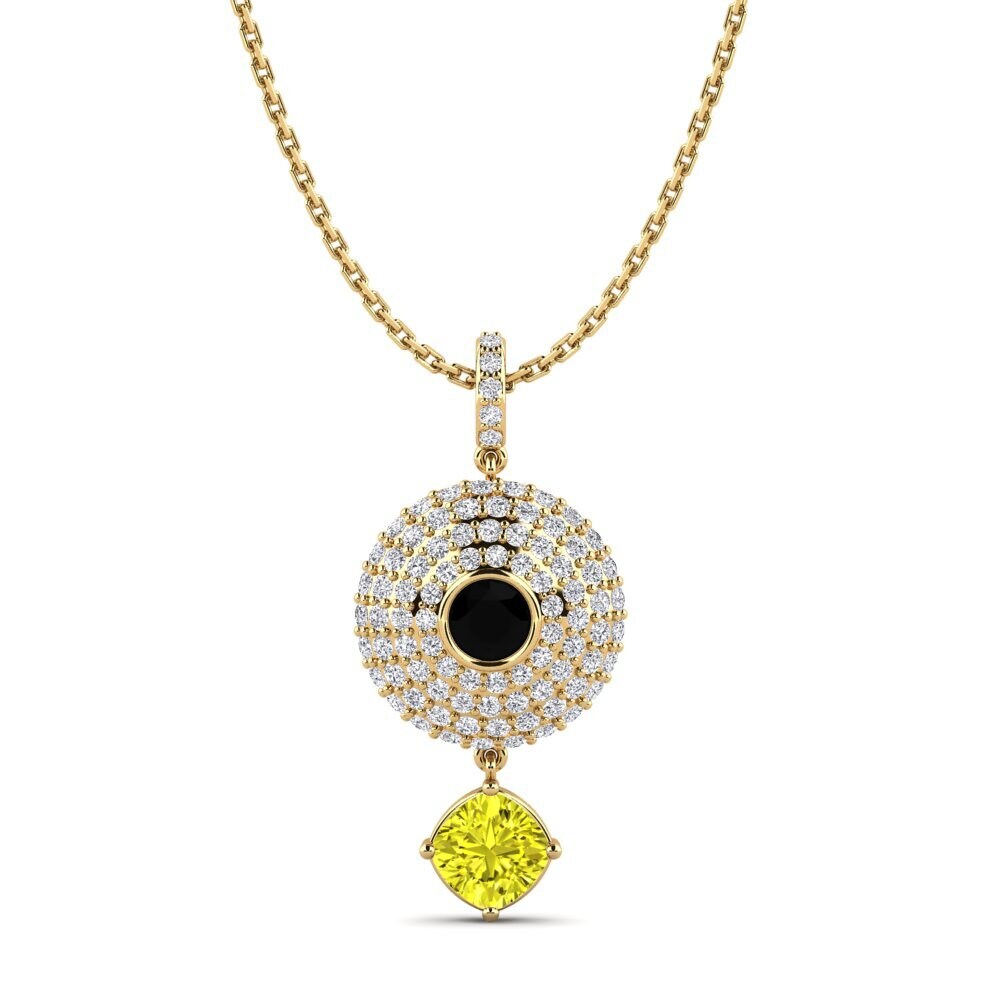 Cushion Yellow Diamond Women's Pendant Koralo