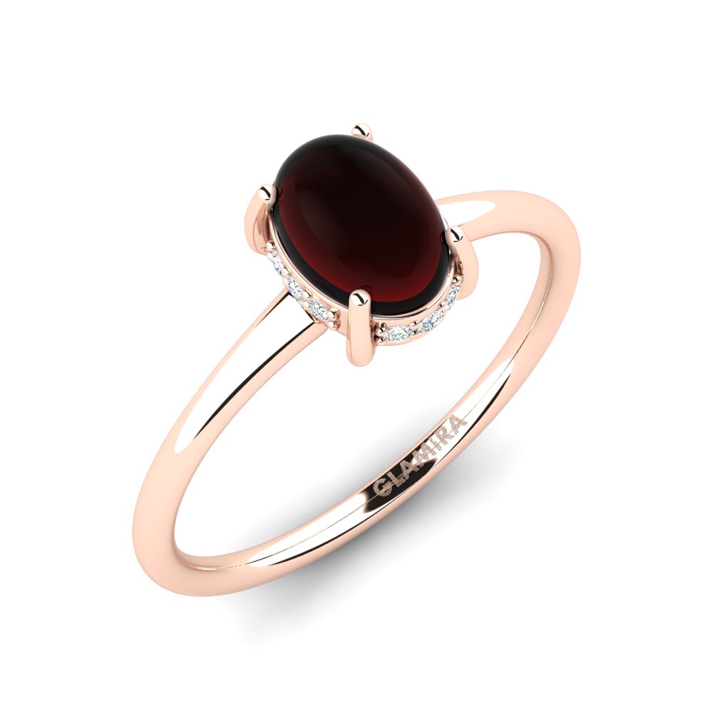 14ct Rose Gold Cabochon Garnet Ring Korilla