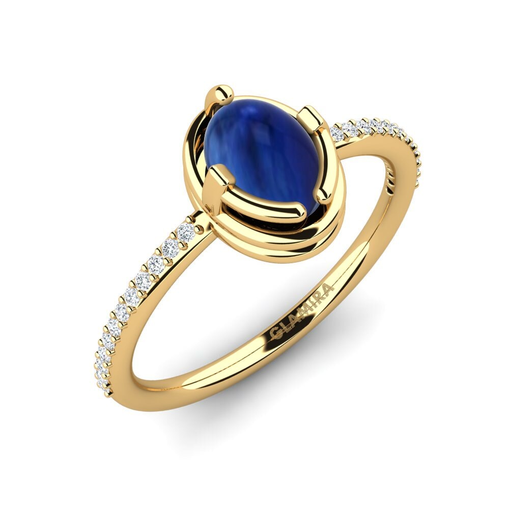 Or Jaune 18k Saphir Cabochon Bague Korrey