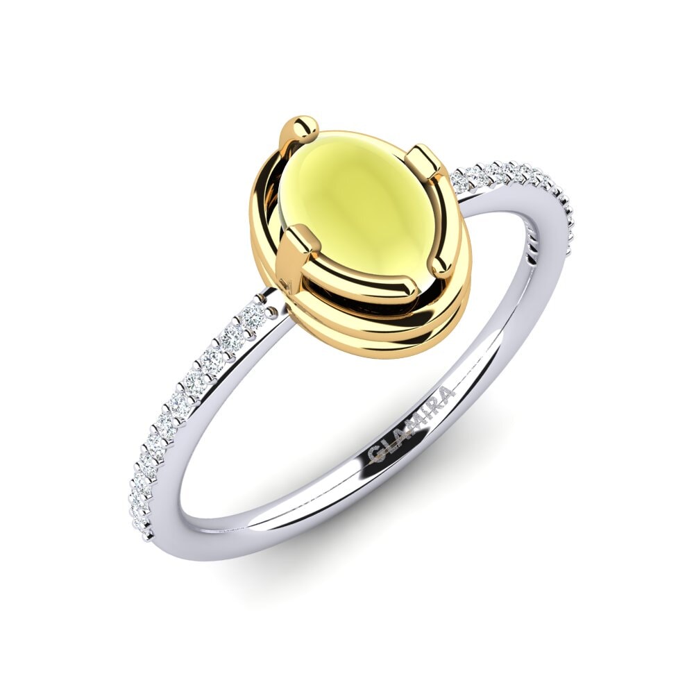 Or Blanc & Jaune 14k Topaze Citron Cabochon Bague Korrey