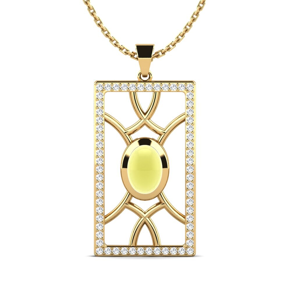 14k Oro Amarillo Topacio Limón Cabujón Colgante de Mujer Kostatina