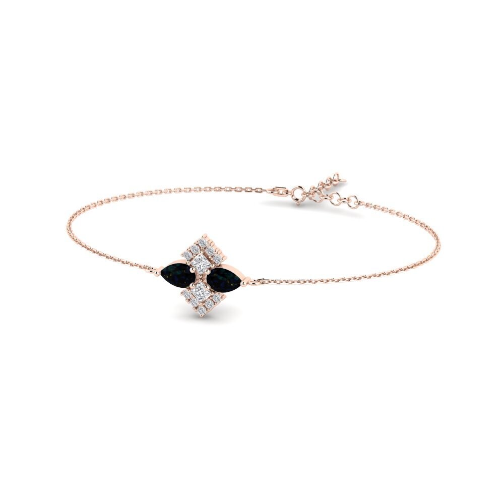 9ct Rose Gold Black Opal Women's Bracelet Kounoupoi