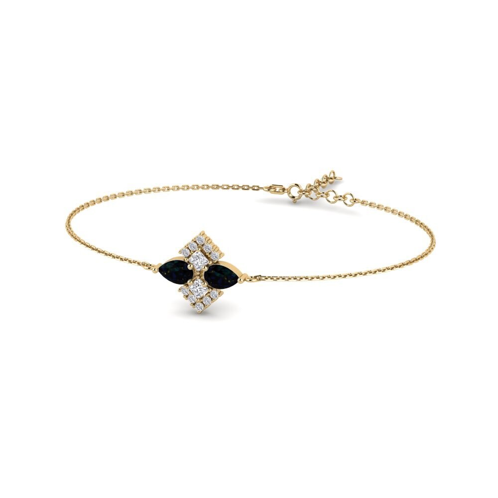 14ct Yellow Gold Black Opal Women's Bracelet Kounoupoi