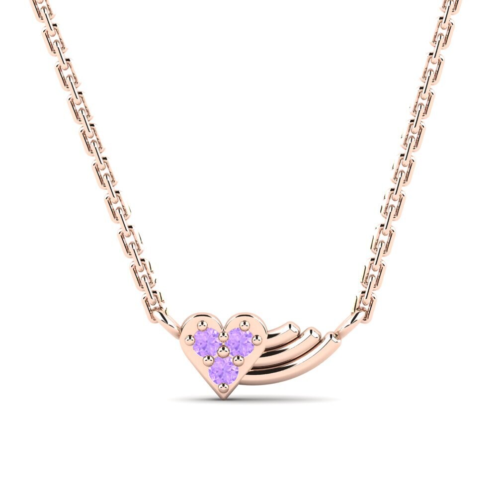 14k Oro Rosa Amatista Collar para Niño Kpakpando