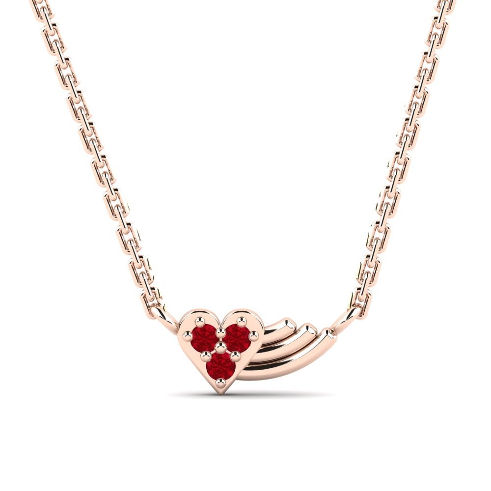 14k Oro Rosa Circonita Roja Collar para Niño Kpakpando