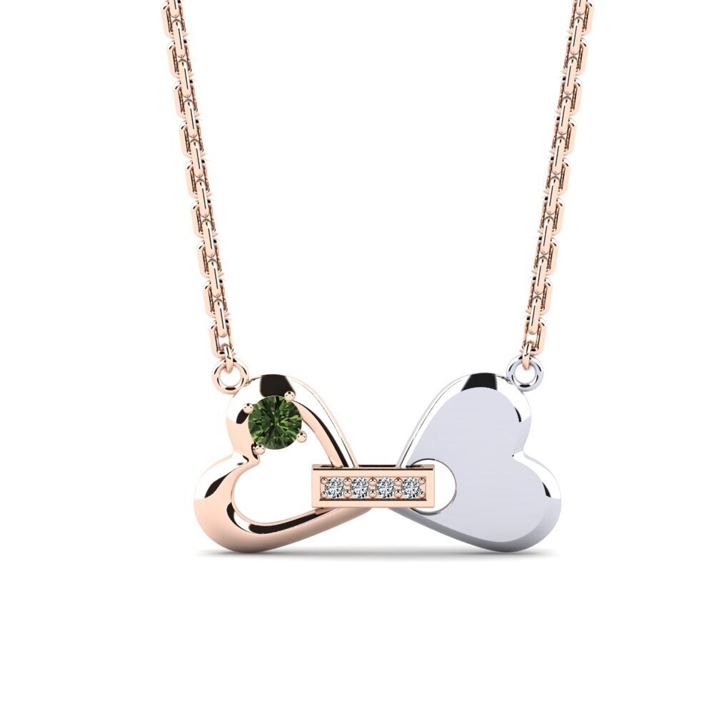18k Oro Rosa & Blanco Zafiro Verde Collar de Mujer Krasnyey