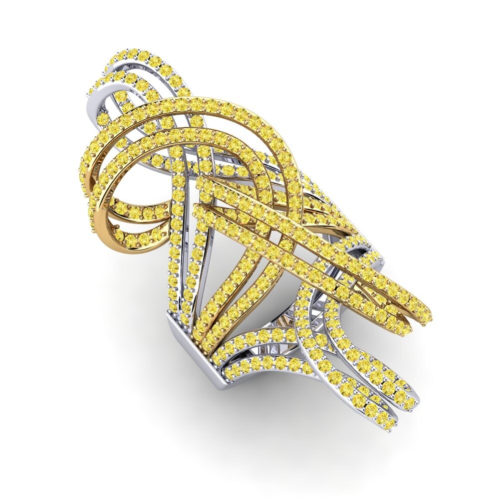 14ct White / Yellow Gold Yellow Sapphire Ring Kravetz