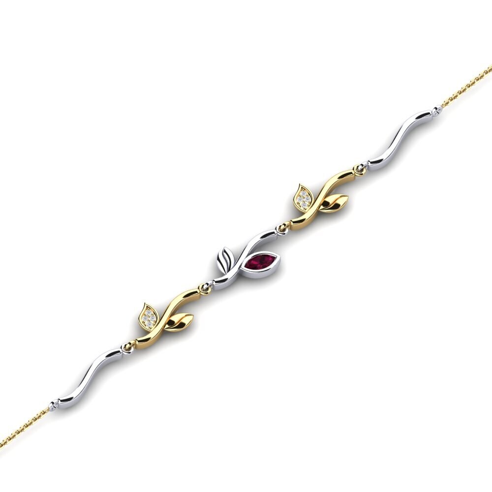 9ct Yellow & White Gold Rhodolite Garnet Women's Bracelet Krisanta