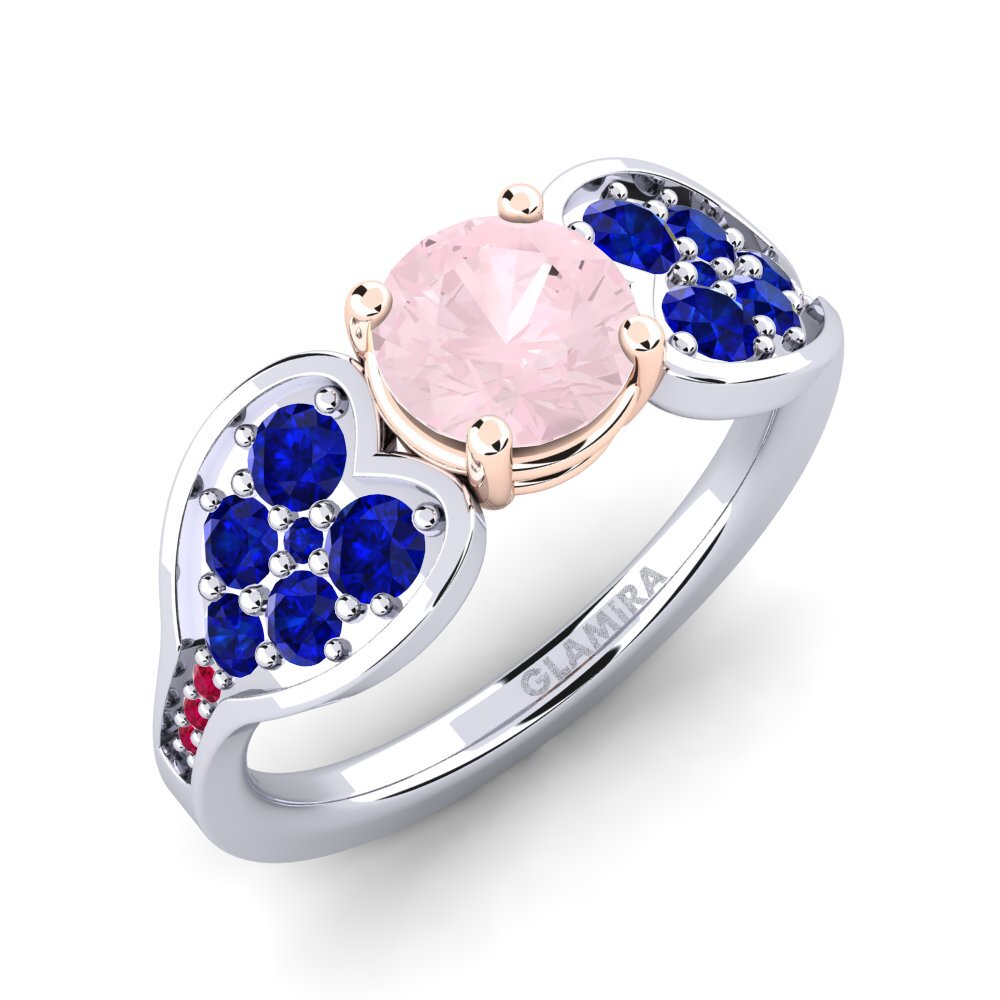 18K White & Rose Gold Rose Quartz Engagement Ring Krishia
