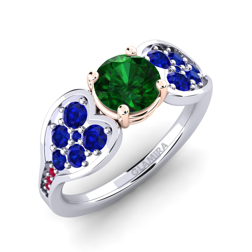 14K Wit & Rood Goud Tsavorite Verlovingsring Krishia
