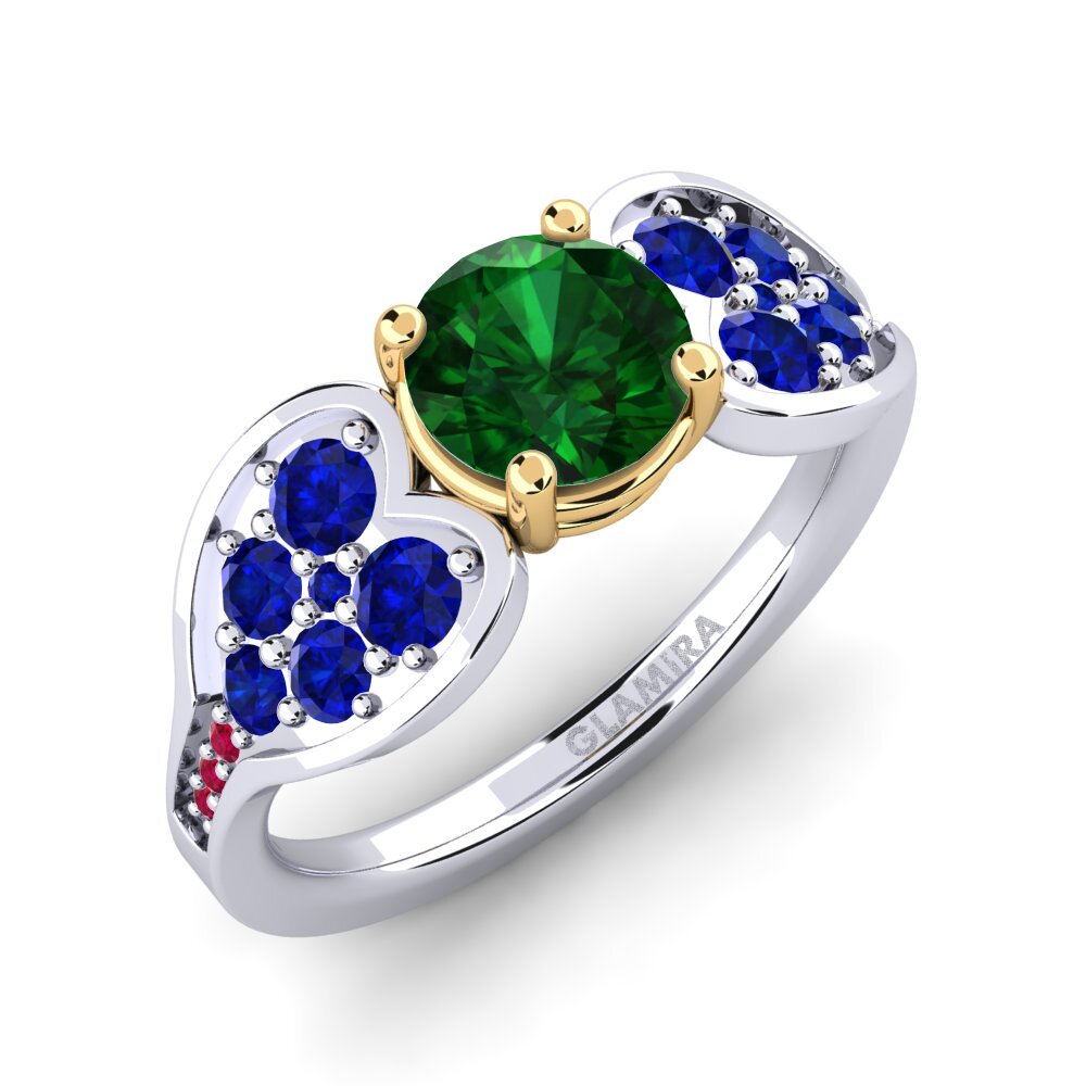 14K Wit & Geel Goud Tsavorite Verlovingsring Krishia