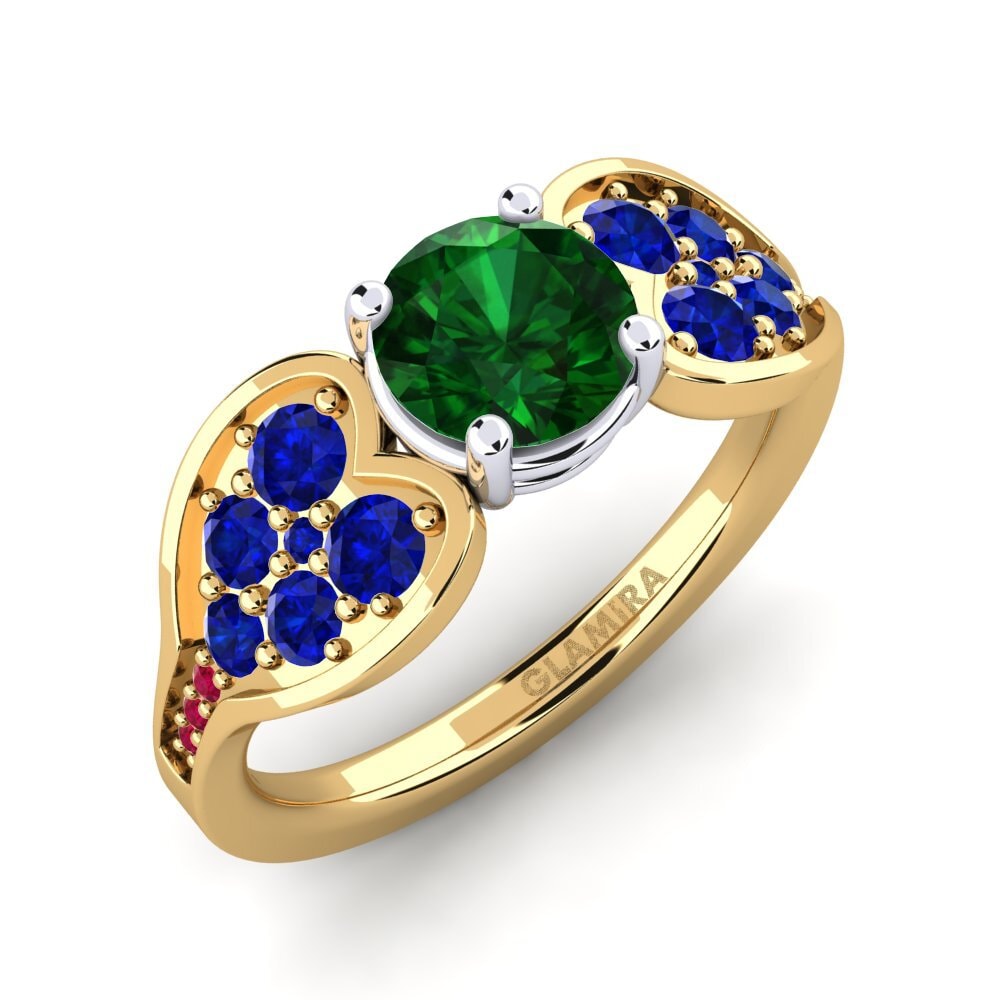 14K Geel & Wit Goud Tsavorite Verlovingsring Krishia