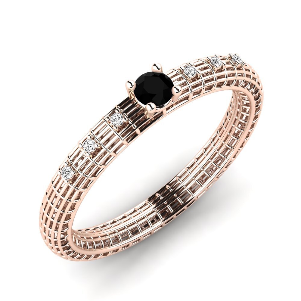 Oro Rosso 375 Onice Nero Anello da donna Krishna