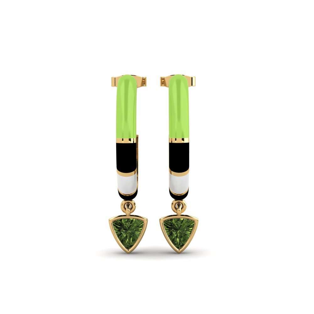 Pendientes Zafiro Verde Huggies y aros