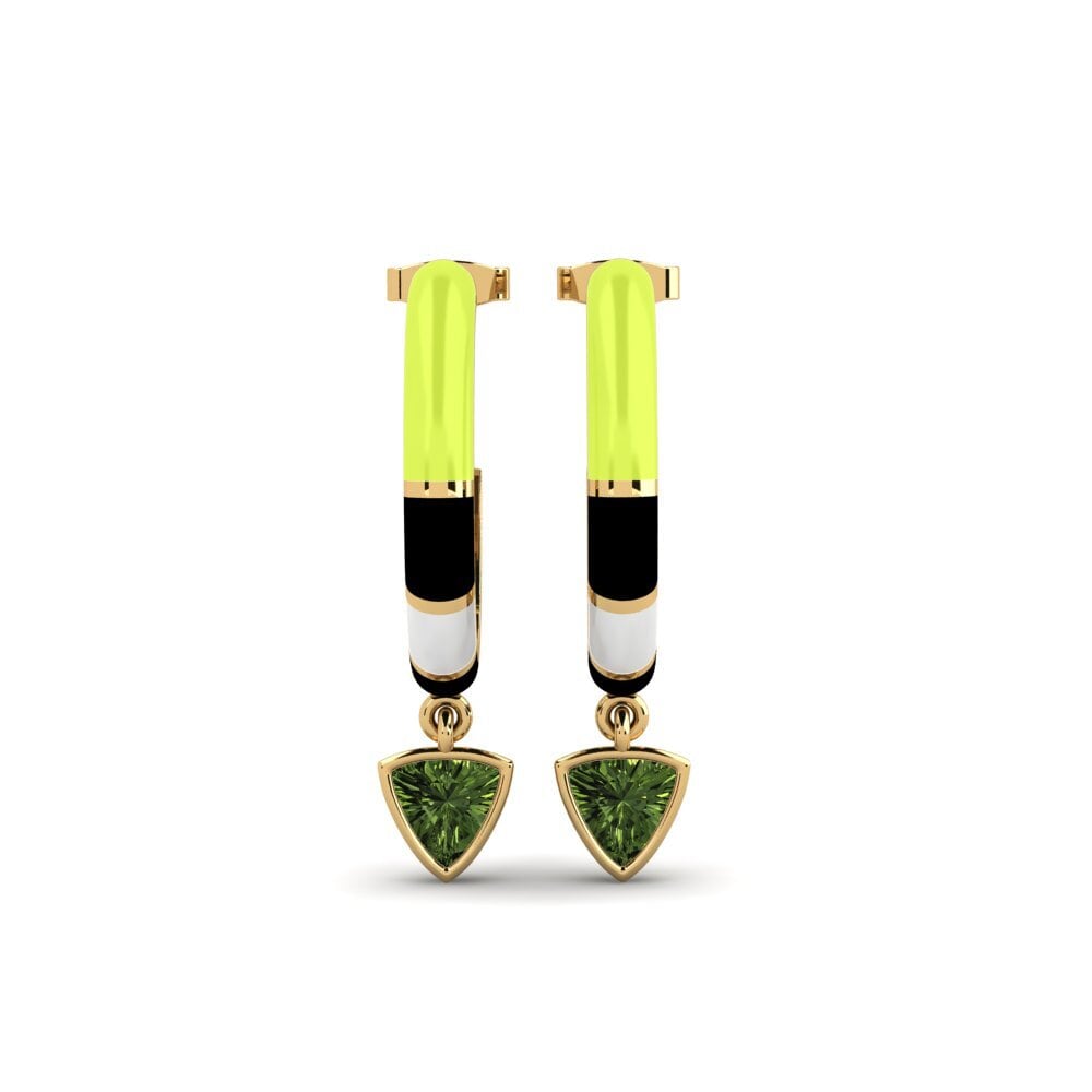 Pendientes Zafiro Verde Huggies y aros