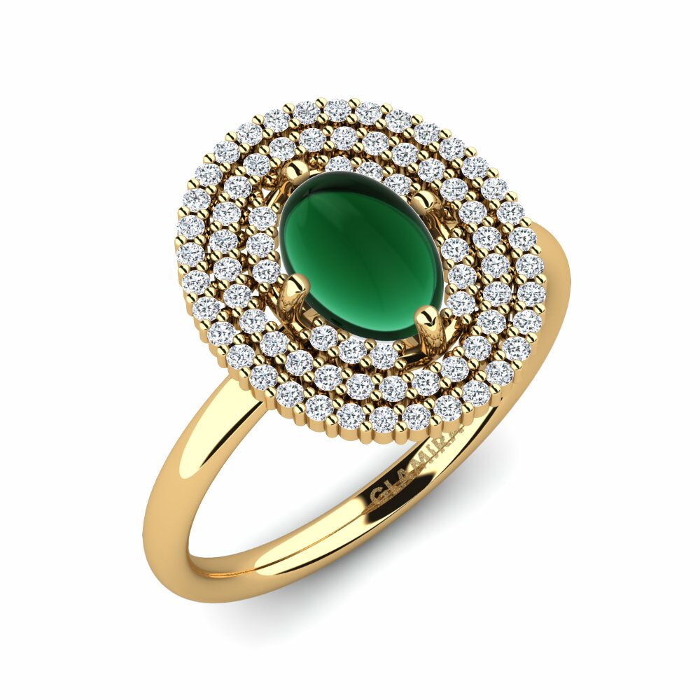 Or Jaune 18k Émeraude Cabochon Bague Kristana