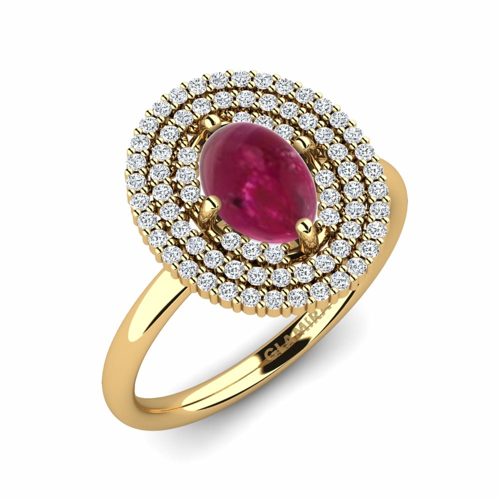 Or Jaune 18k Rubis Cabochon Bague Kristana