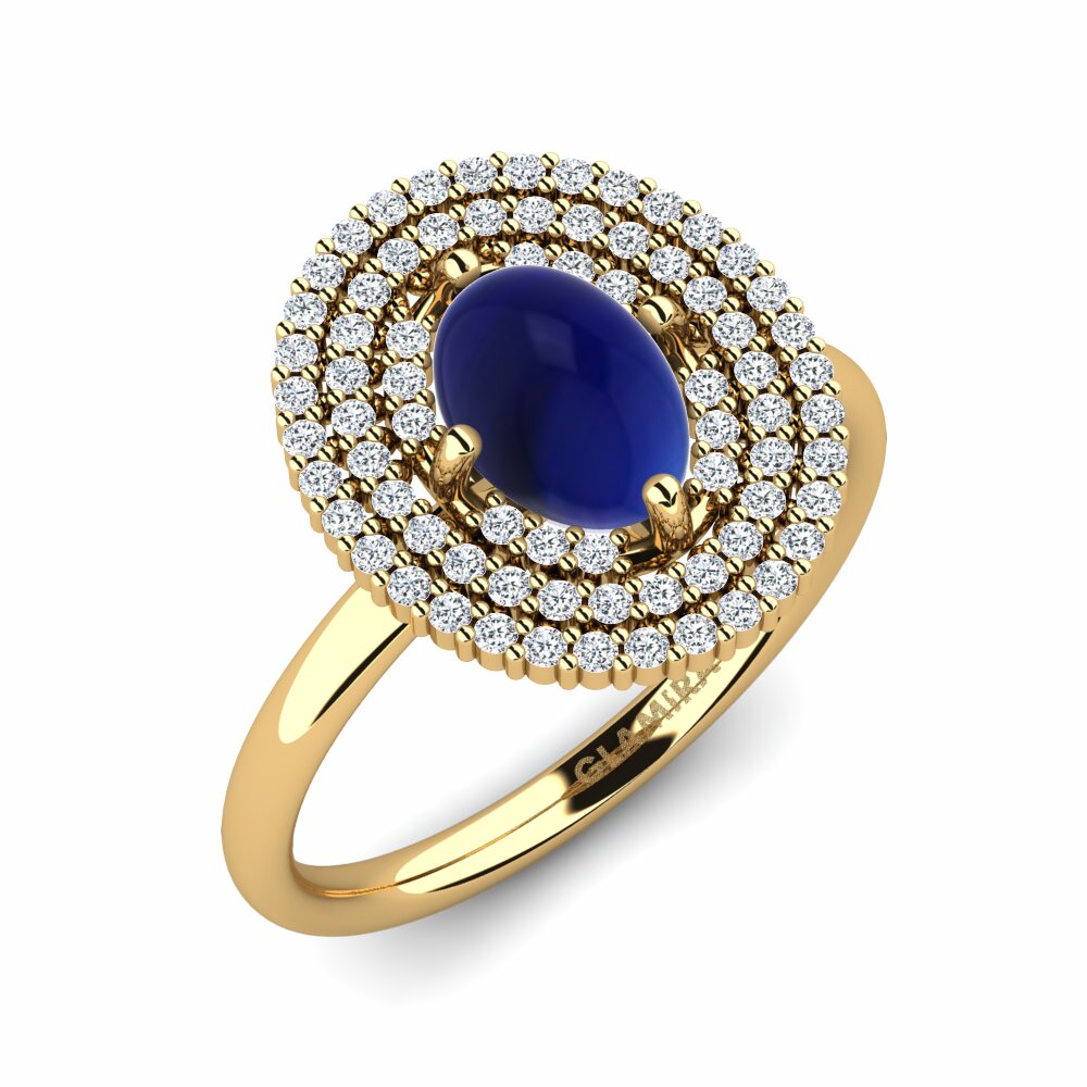 Or Jaune 18k Saphir Cabochon Bague Kristana