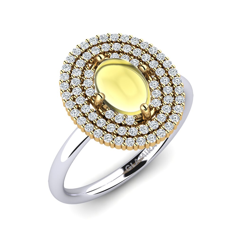 Or Blanc & Jaune 14k Topaze Citron Cabochon Bague Kristana
