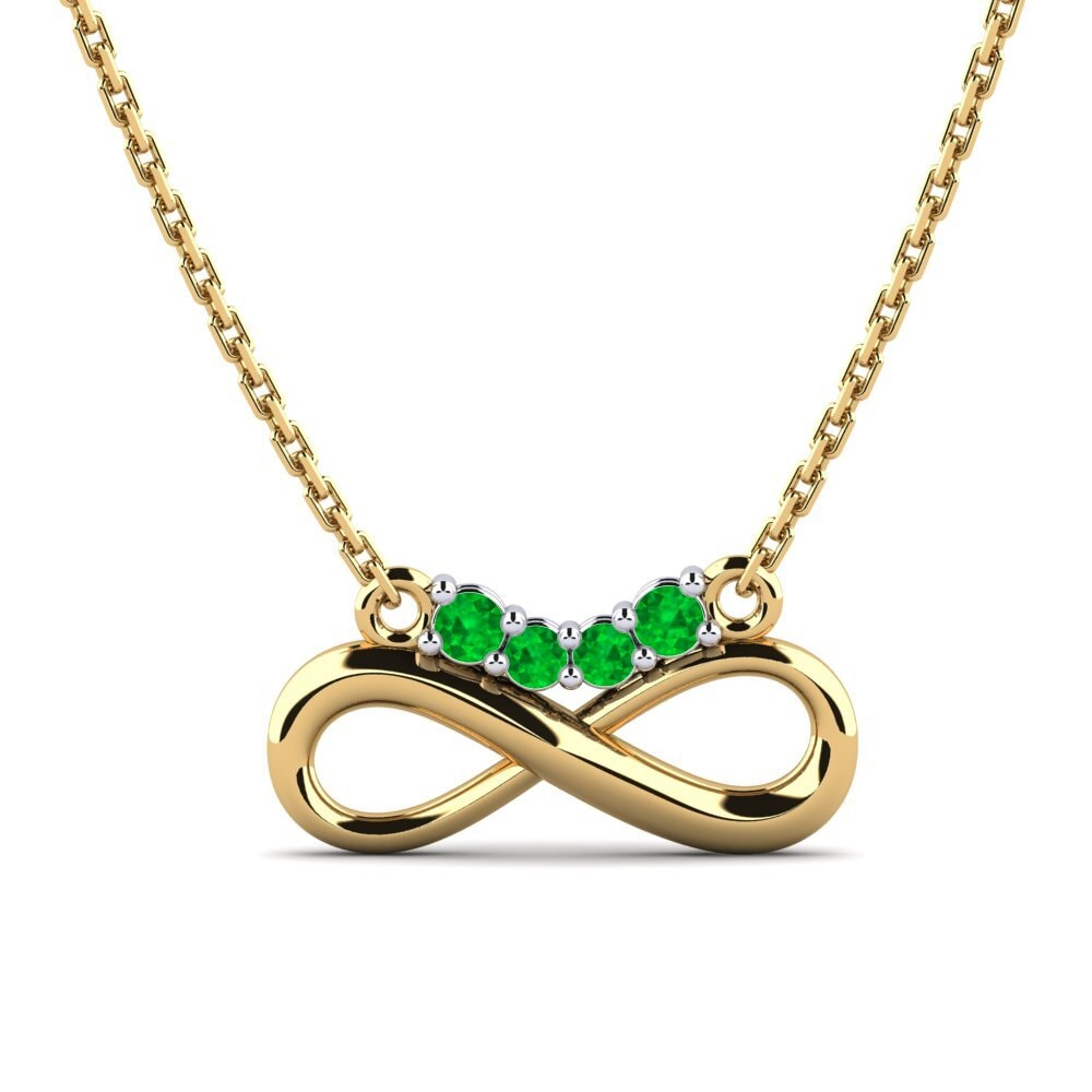 14k Oro Amarillo & Blanco Esmeralda Collar de Mujer Kristen