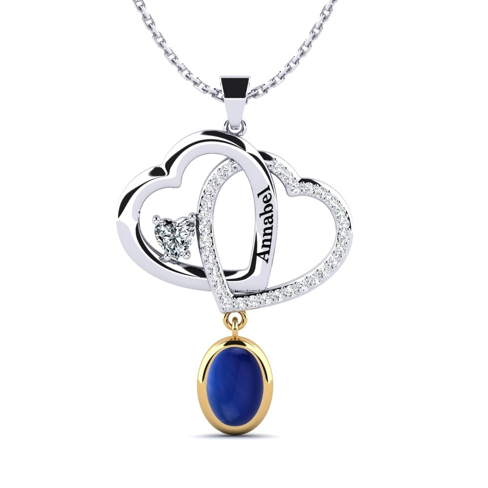 14ct White & Yellow Gold Cabochon Sapphire Women's Pendant Kristie