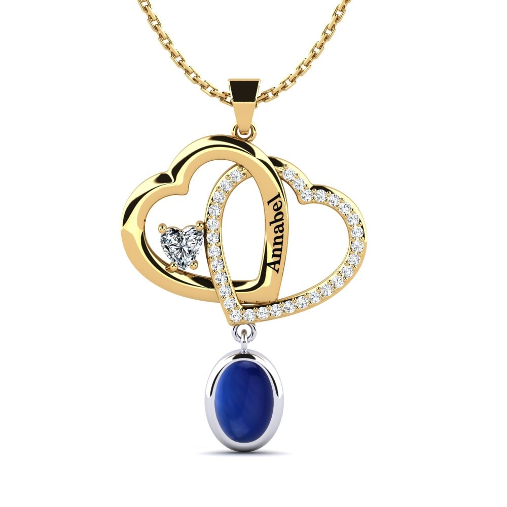 14ct Yellow & White Gold Cabochon Sapphire Women's Pendant Kristie