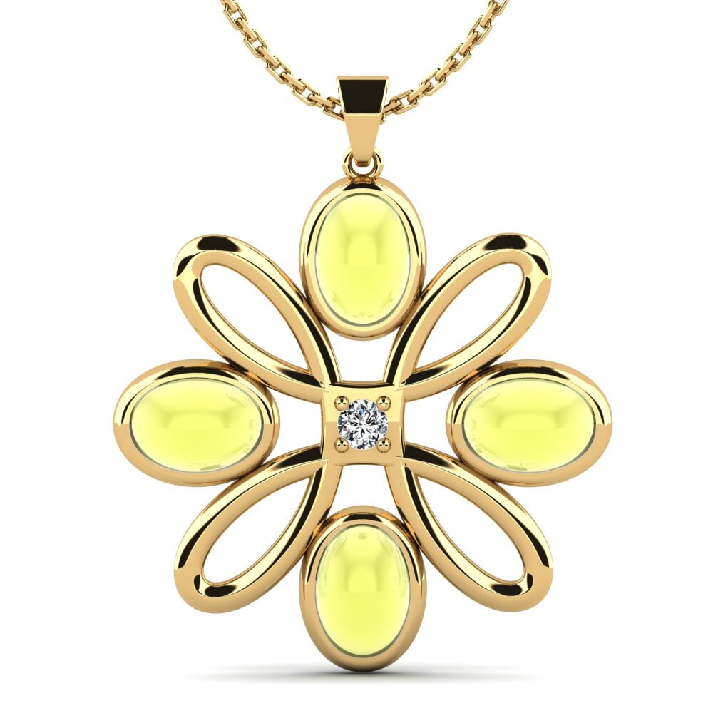 14k Oro Amarillo Topacio Limón Cabujón Colgante de Mujer Kristlyn