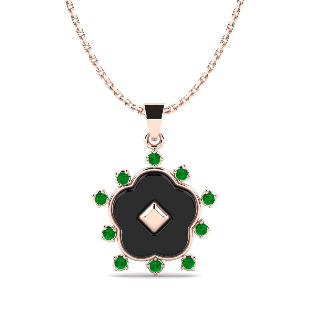 9ct Rose Gold Emerald Women's Pendant Krogman
