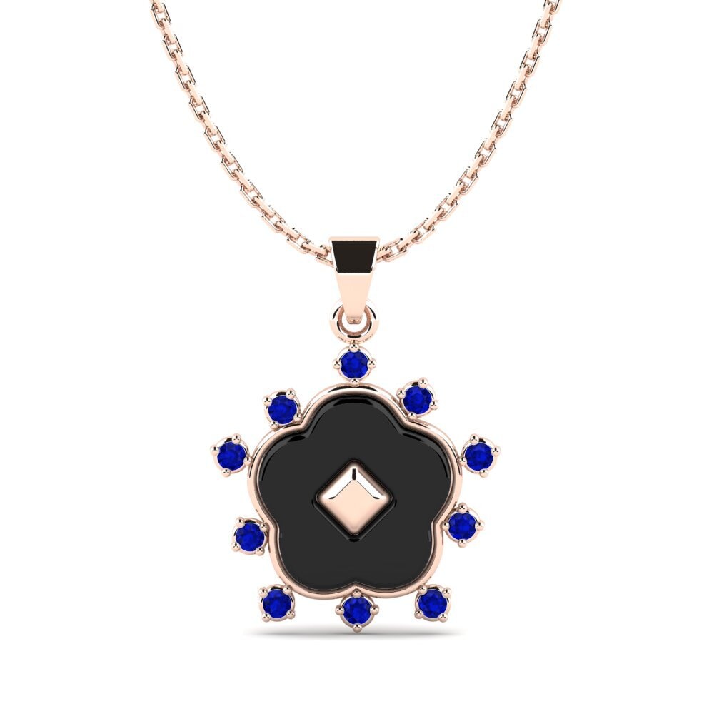 9ct Rose Gold Sapphire Women's Pendant Krogman