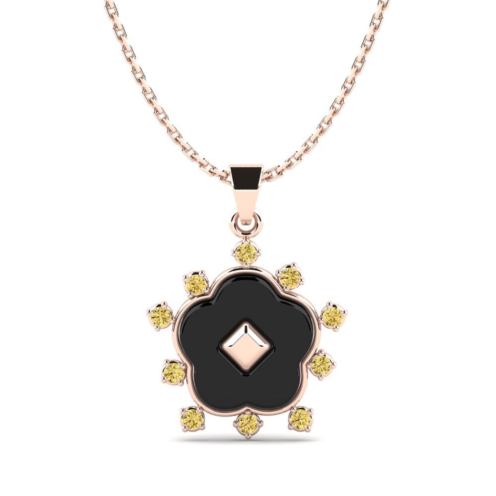 9ct Rose Gold Yellow Diamond Women's Pendant Krogman