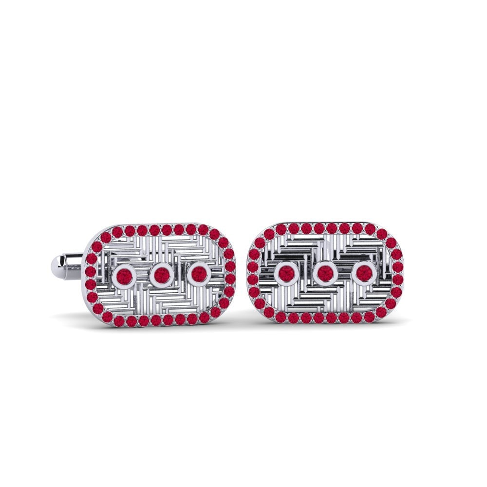 Krypton Rounded Cufflink Krypton in 0.492 Carat Round cut 18ct White Gold Ruby free ...