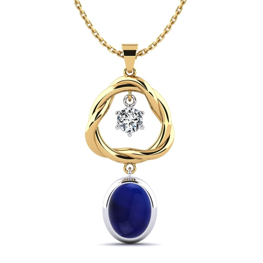 14ct Yellow & White Gold Cabochon Sapphire Women's Pendant Krystina