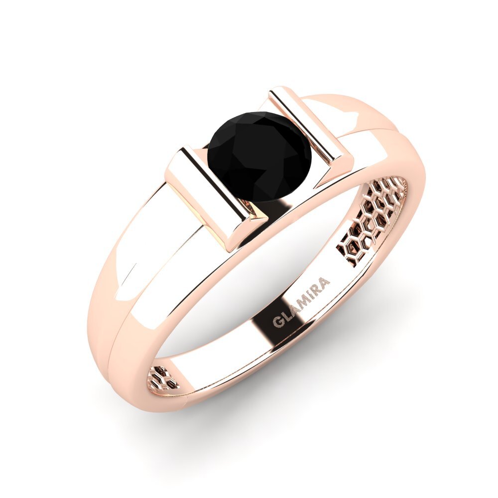 Oro Rosso 750 Zaffiro Nero Anello da uomo Kuchi