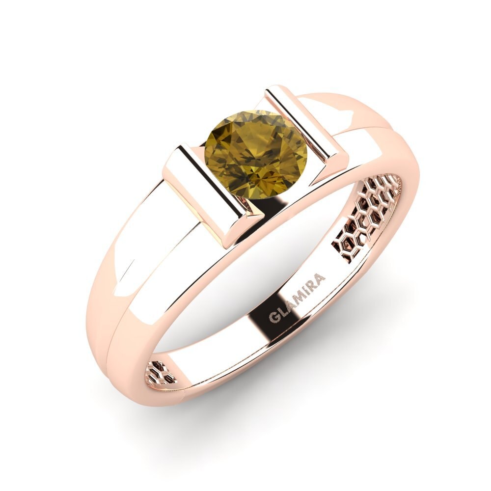 9ct Rose Gold Brown Zircon Men's Ring Kuchi