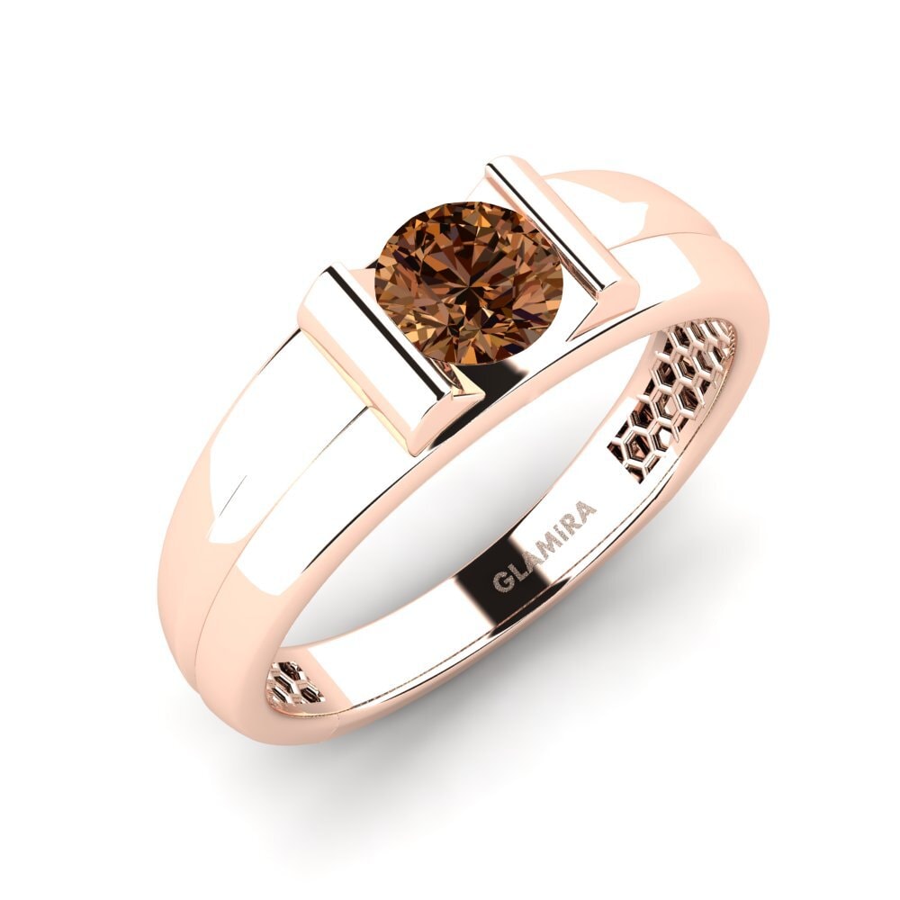Oro Rosso 750 Diamante Marrone Anello da uomo Kuchi