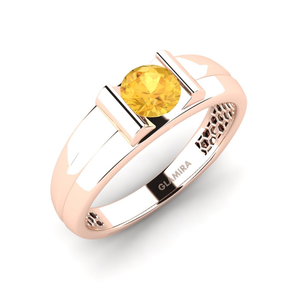 Oro Rosso 585 Citrino Anello da uomo Kuchi