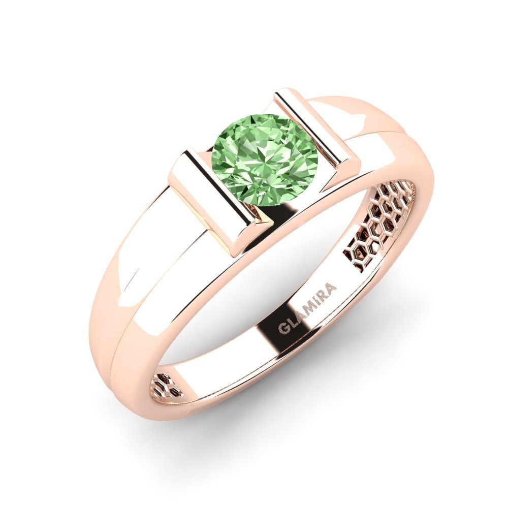 Oro Rosso 375 Diamante Verde Anello da uomo Kuchi